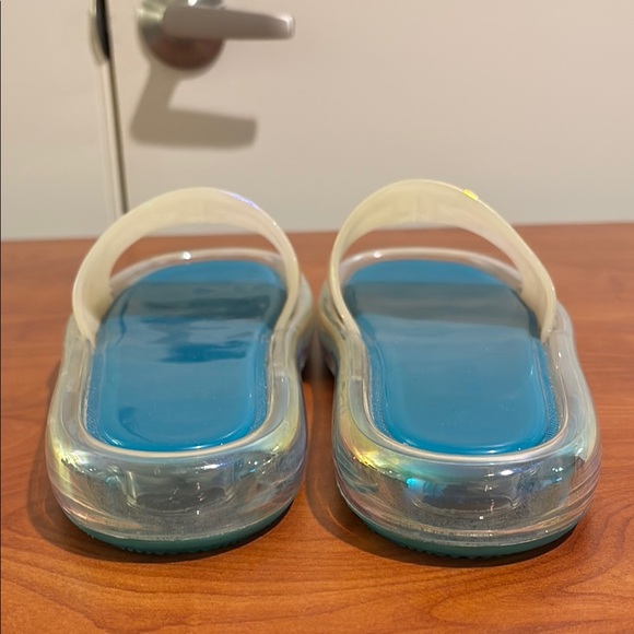 Iridescent Tory Burch Slides with Blue Soles - Picture 5 of 7